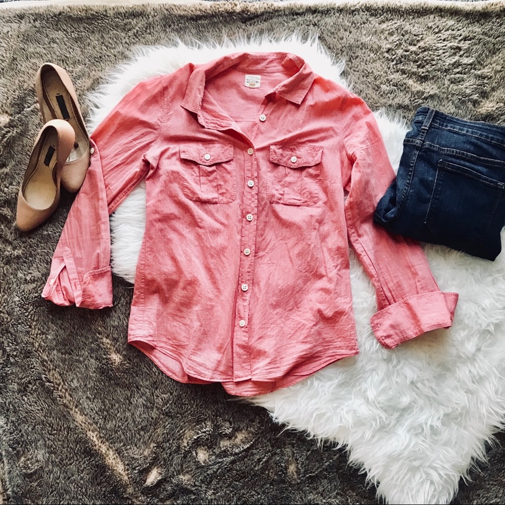 J crew The perfect shirt button down coral pink XS